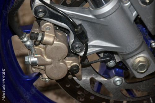Tableau sur toile disc brake calipers on the front wheels of motorbikes