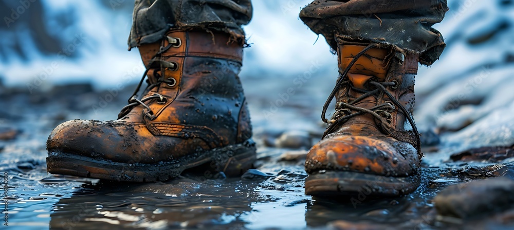 hiking boots in the mountains