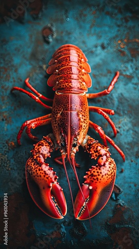 lobster isolated on metal background