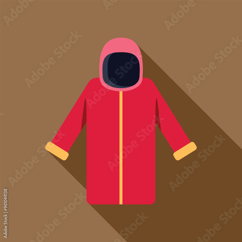 Red winter jacket with hood keeping you warm during the cold winter days