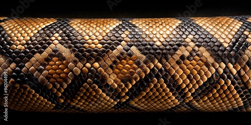 Close-up of snake skin pattern on black background