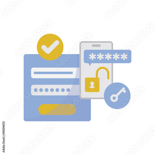 Recovery of username and password for account. Smartphone notification for update personal data. Forgot password, question for entering. Information security in internet flat vector illustration.