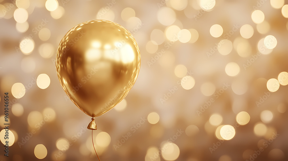 A shiny golden balloon floating in a warm atmosphere A shiny golden balloon floating in a warm atmosphere