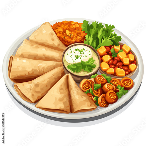 Ethiopian Cuisine Platter Illustration