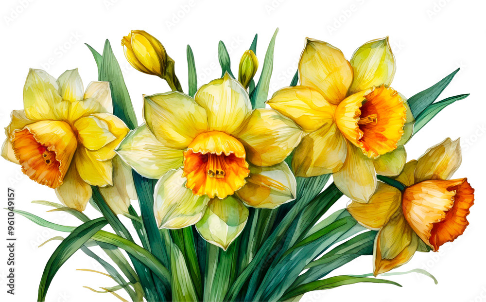 Fototapeta premium Daffodil Flower Watercolor Illustration