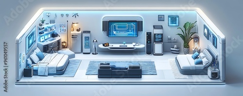 hightech smart home with connected appliances sofa photo