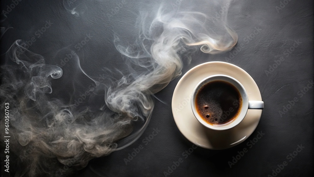 A cup of coffee with steam rising out of it aerial view A cup of coffee with steam rising out of it aerial view