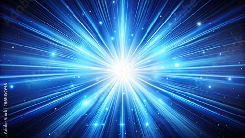 A dynamic aerial blue light burst explosion against a dark background