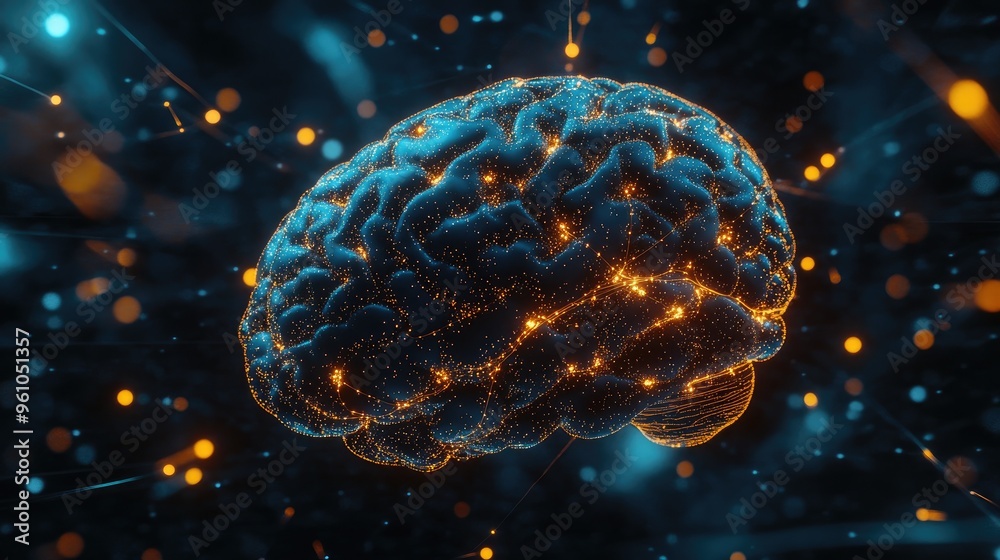 A close-up of a human brain model illuminated with glowing connections, symbolizing neural activity. A close-up of a human brain model illuminated with glowing connections, symbolizing neural activity.