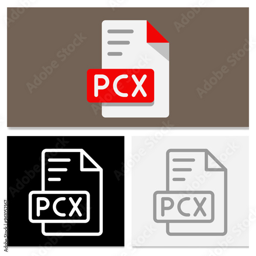 Set pcx document file format. modern flat file type icon for desktop applications. Can be used for websites, UI and interfaces. photo