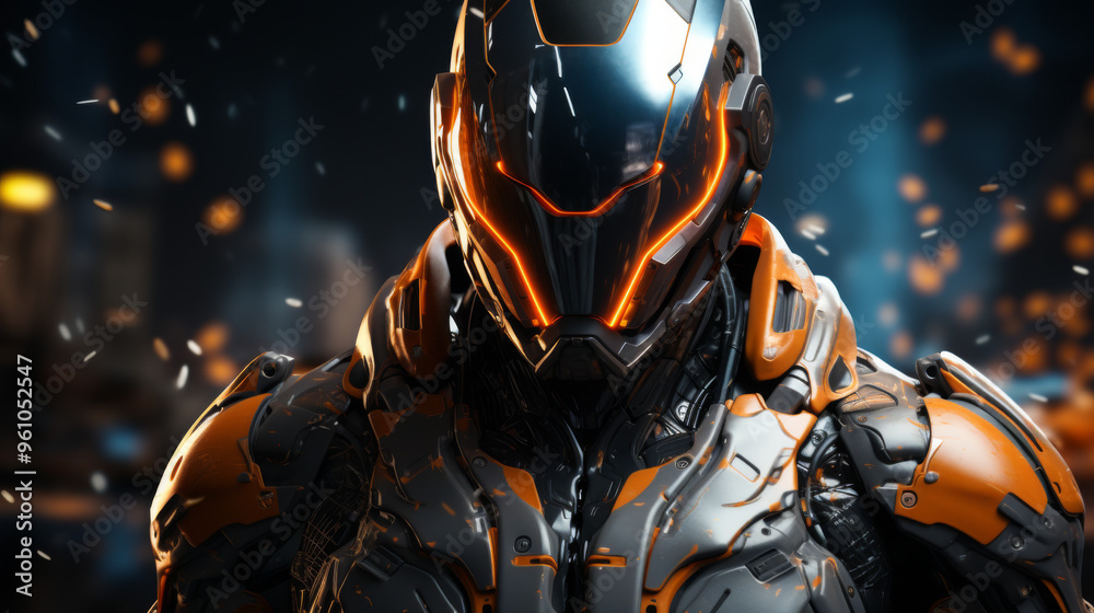 Fototapeta premium Creative futuristic robot desktop wallpaper