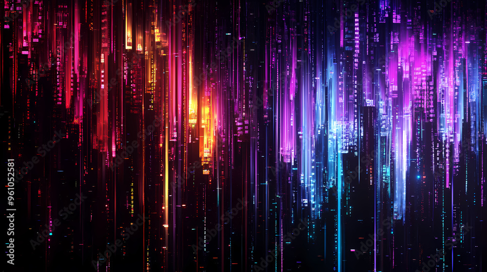 Colorful lights flowing vertically Colorful lights flowing vertically