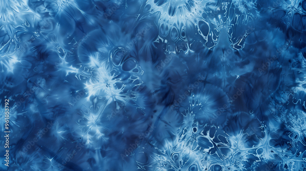 Abstract blue tie-dye pattern with swirling textures and organic shapes Abstract blue tie-dye pattern with swirling textures and organic shapes