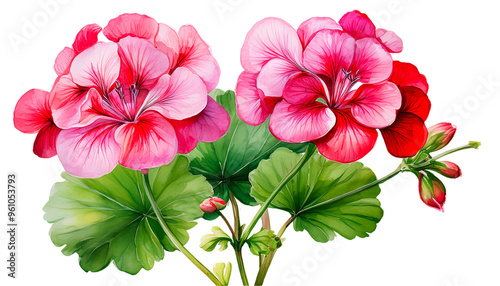 Geranium Flower Watercolor Illustration