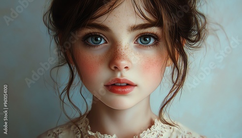 realistic image of a girl with a large forehead, detailed and lifelike depiction