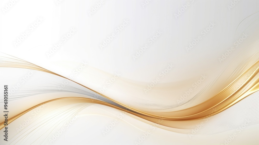 Obraz premium Free plain white background with gold wave