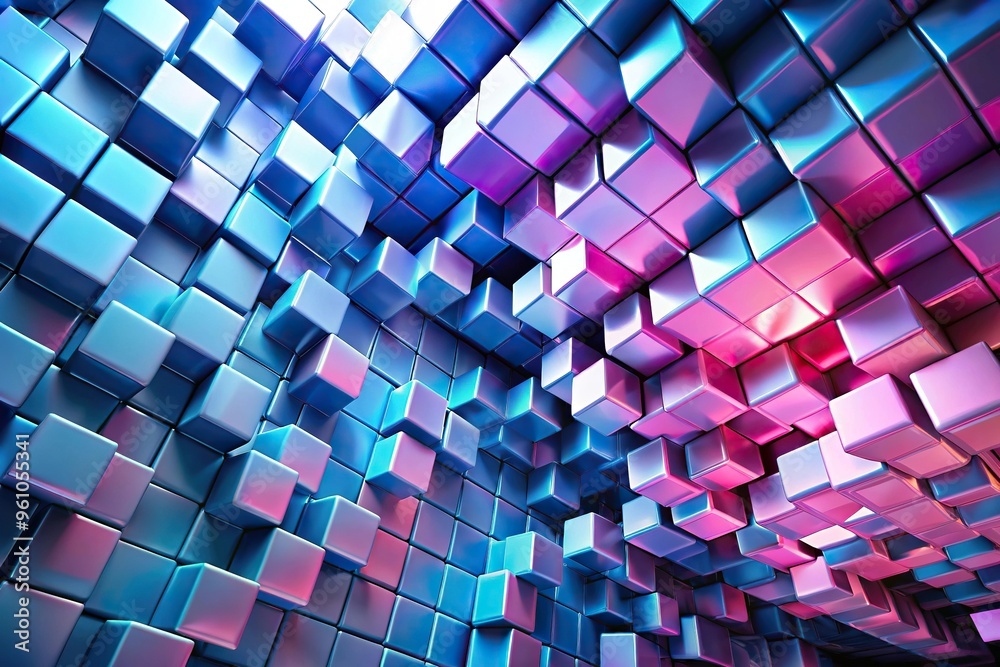 © methinee - Abstract background featuring blue and pink gradient cubes, shot from a low angle perspective known as 'Worm's Eye View' © methinee - Abstract background featuring blue and pink gradient cubes, shot from a low angle perspective known as 'Worm's Eye View'