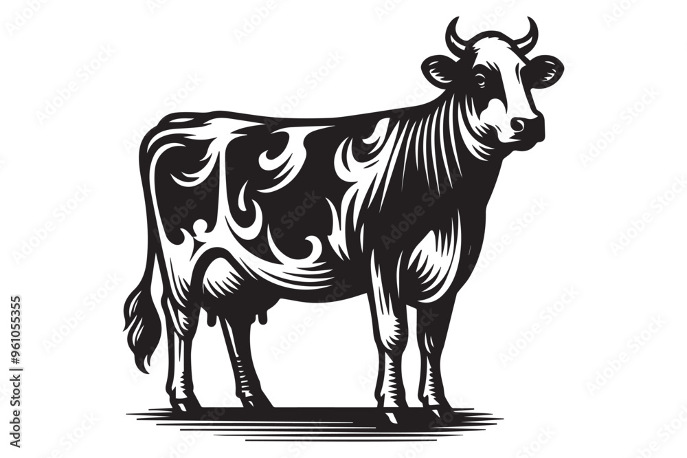 Fototapeta premium Cow silhouette vector illustration