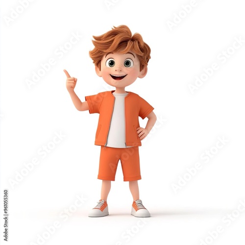 Cartoon boy thinking, looking up with a thoughtful expression.