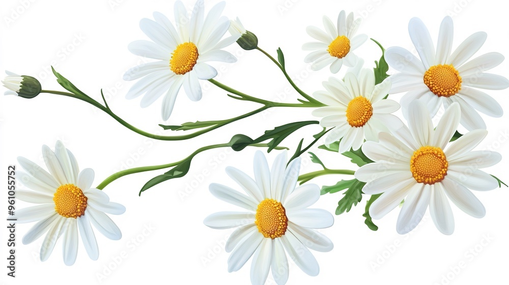 Hand-Painted Realistic White Daisy Bouquet, Capturing the Natural Beauty and Delicate Details of Each Flower. Ideal for Floral Art Enthusiasts and Home Decor Hand-Painted Realistic White Daisy Bouquet, Capturing the Natural Beauty and Delicate Details of Each Flower. Ideal for Floral Art Enthusiasts and Home Decor