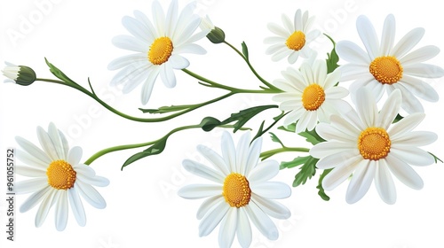  Hand-Painted Realistic White Daisy Bouquet, Capturing the Natural Beauty and Delicate Details of Each Flower. Ideal for Floral Art Enthusiasts and Home Decor