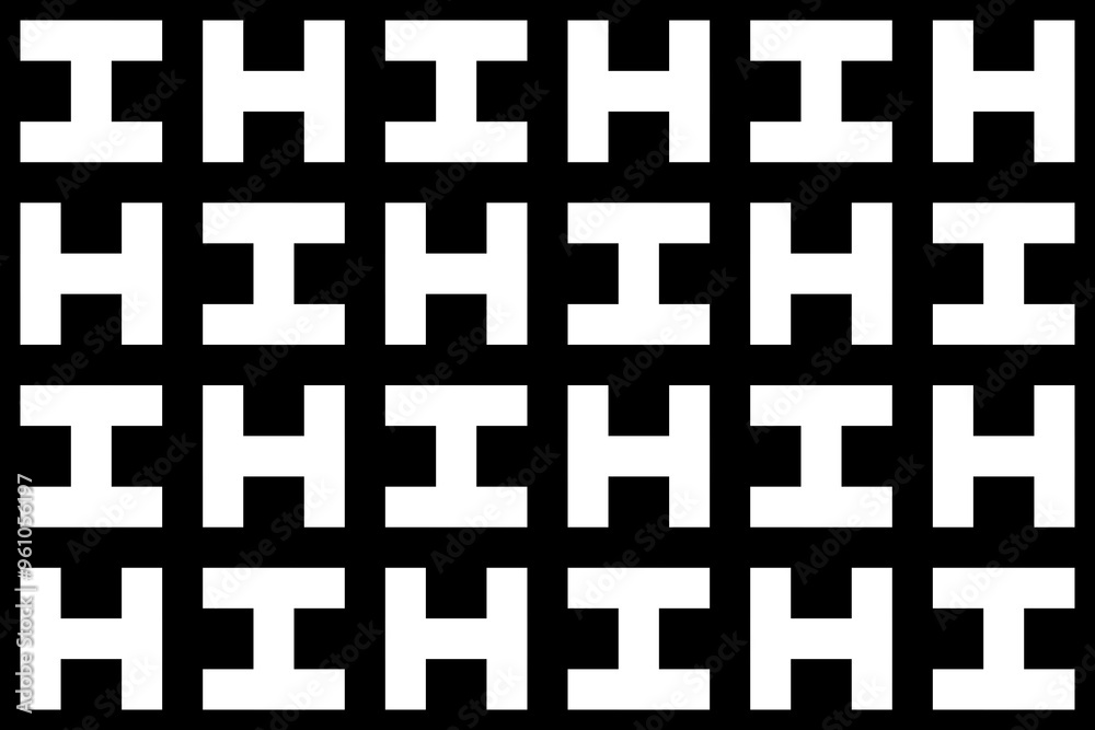 A striking black and white seamless pattern with bold geometric shapes arranged in a structured grid. Ideal for modern designs, textiles, wallpapers, and digital backgrounds. A striking black and white seamless pattern with bold geometric shapes arranged in a structured grid. Ideal for modern designs, textiles, wallpapers, and digital backgrounds.