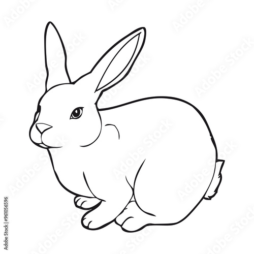 rabbit outline vector illustration on white background
