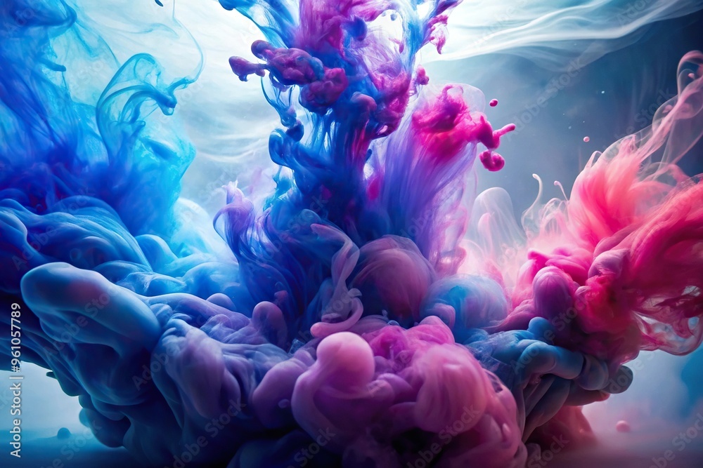 Obraz premium abstract background with blue pink and purple paint in water