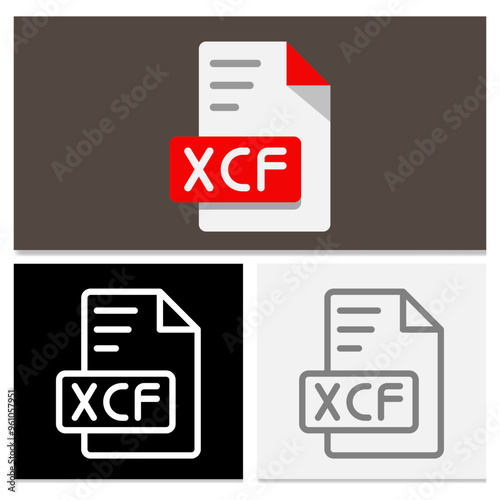 Xcf document file format. minimalist flat file type icon for a simple look. Can be used for websites, UI and interfaces. photo