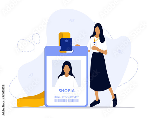 Id card concept illustration. Suitable for landing page, ui, web, App intro card, editorial, flyer, and banner.