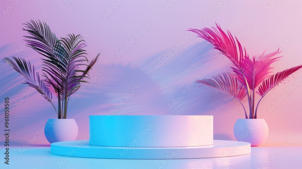 Obraz premium Podium mockup against colorful background.