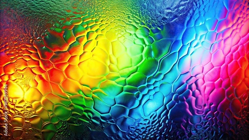 Abstract background with rainbow colors on iridescent glass silhouette