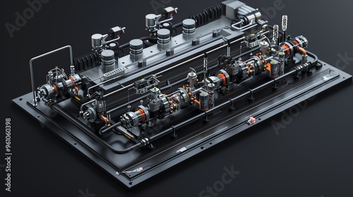 A detailed 3D render of a sidebyside fuel flow monitoring system photo