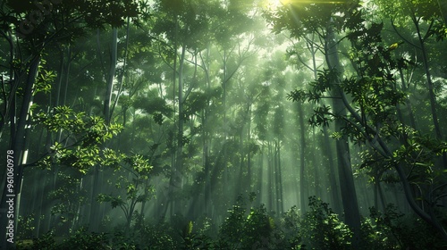 Sunbeams through the Forest Canopy