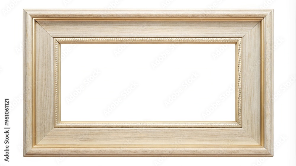 Abstract beige and gold wooden frame cornice silhouette on white background Abstract beige and gold wooden frame cornice silhouette on white background