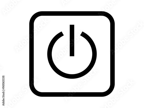 シンプル電源・起動角丸正方形ボタンA：黒線