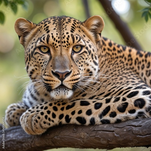 A leopard lying on a tree