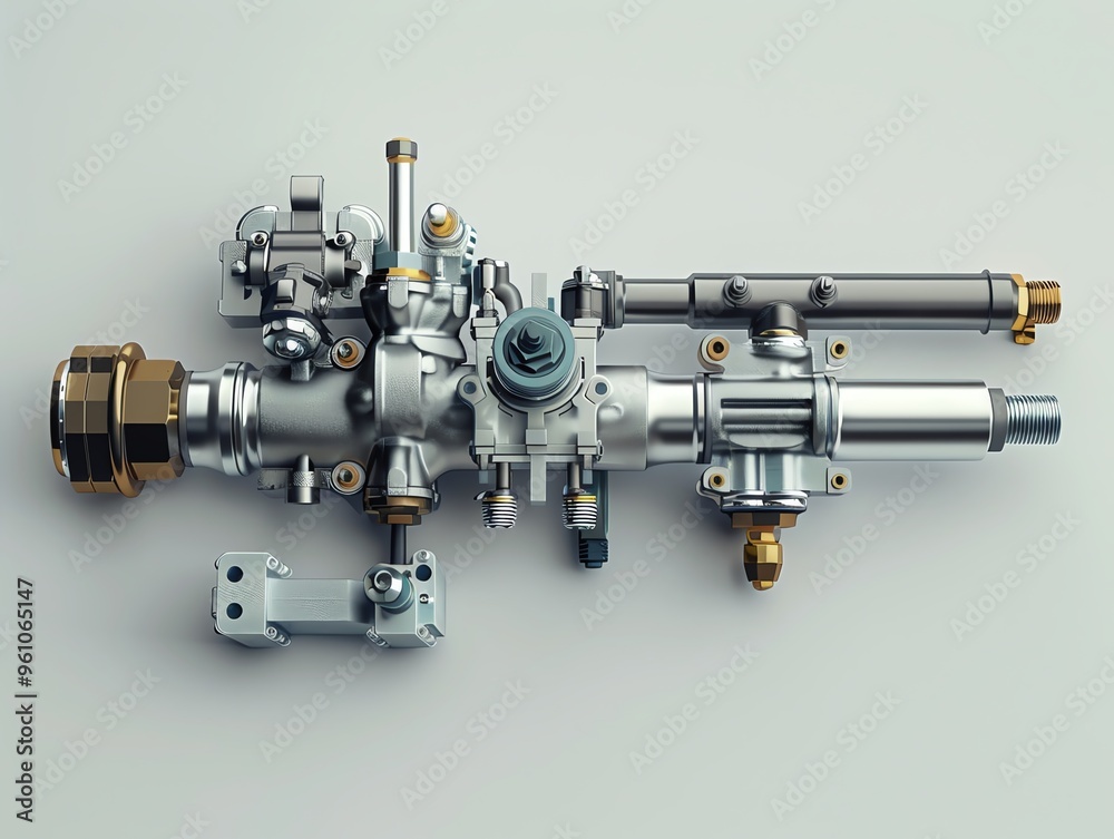 A realistic 3D render of a sidebyside fuel injection sensor A realistic 3D render of a sidebyside fuel injection sensor