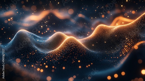 Abstract glowing waves of light and particles.