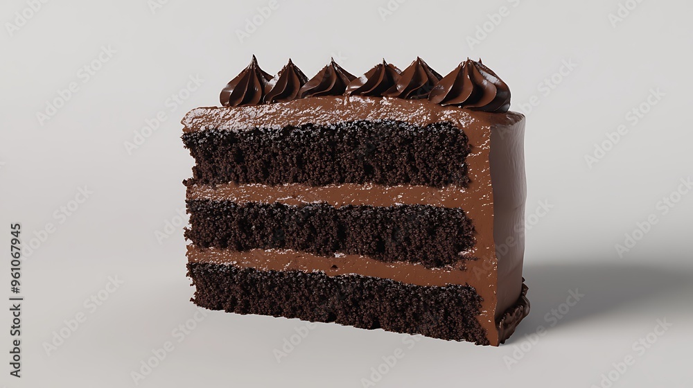 Chocolate Cake Slice with Icing and Sprinkles Chocolate Cake Slice with Icing and Sprinkles
