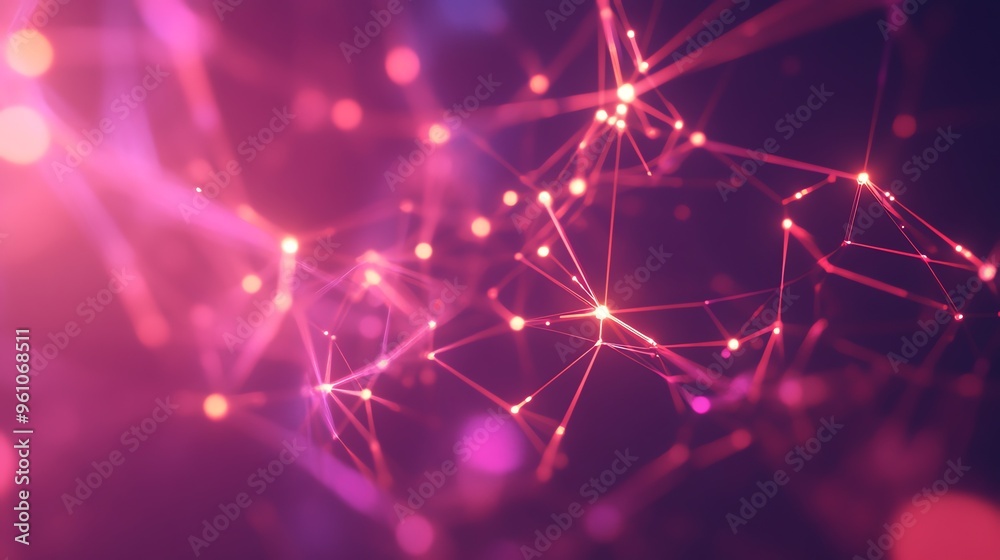 Abstract digital network with glowing pink lines.