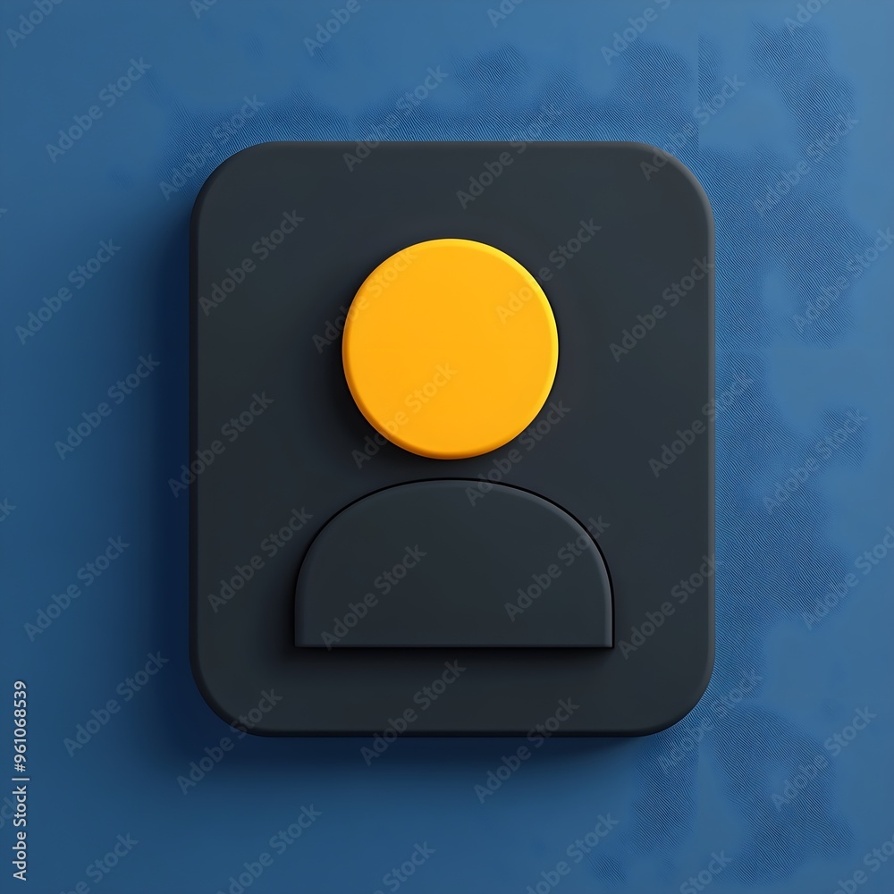 3D User Icon - Yellow and Black on Blue Background 3D User Icon - Yellow and Black on Blue Background