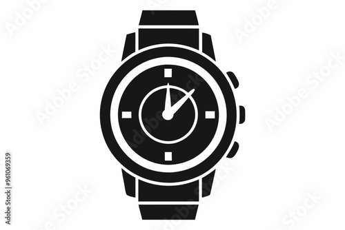 Hand watch silhouette vector, classic hand wrist watch icon	
