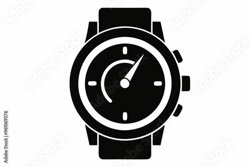 Hand watch silhouette vector, classic hand wrist watch icon	
