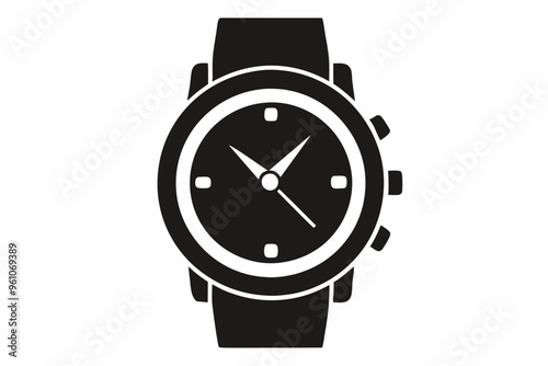 Hand watch silhouette vector, classic hand wrist watch icon	
