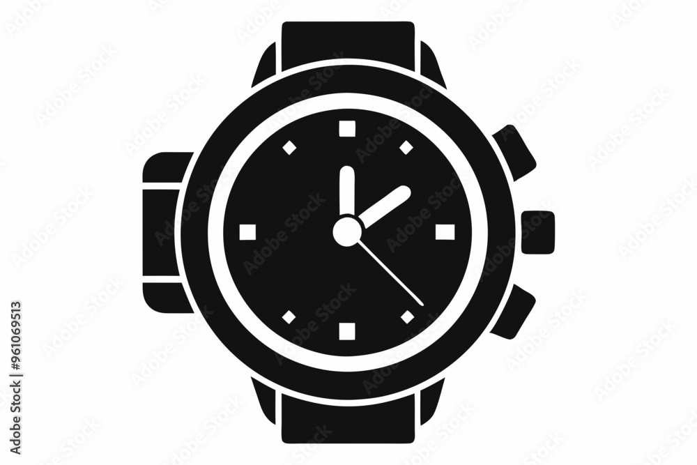 Hand watch silhouette vector, classic hand wrist watch icon
Hand watch silhouette vector, classic hand wrist watch icon