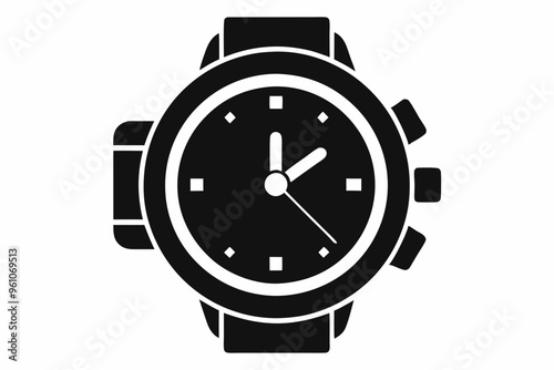 Hand watch silhouette vector, classic hand wrist watch icon	
