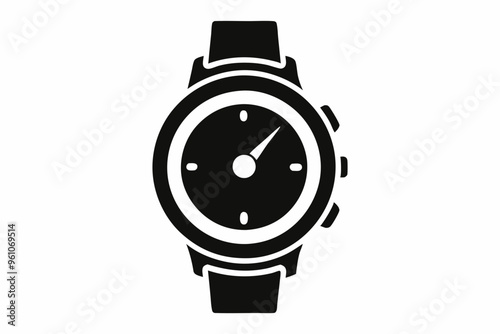 Hand watch silhouette vector, classic hand wrist watch icon	

