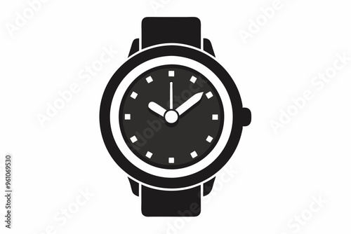 Hand watch silhouette vector, classic hand wrist watch icon	
