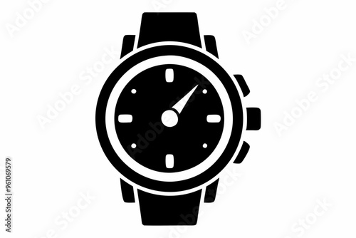Hand watch silhouette vector, classic hand wrist watch icon	
